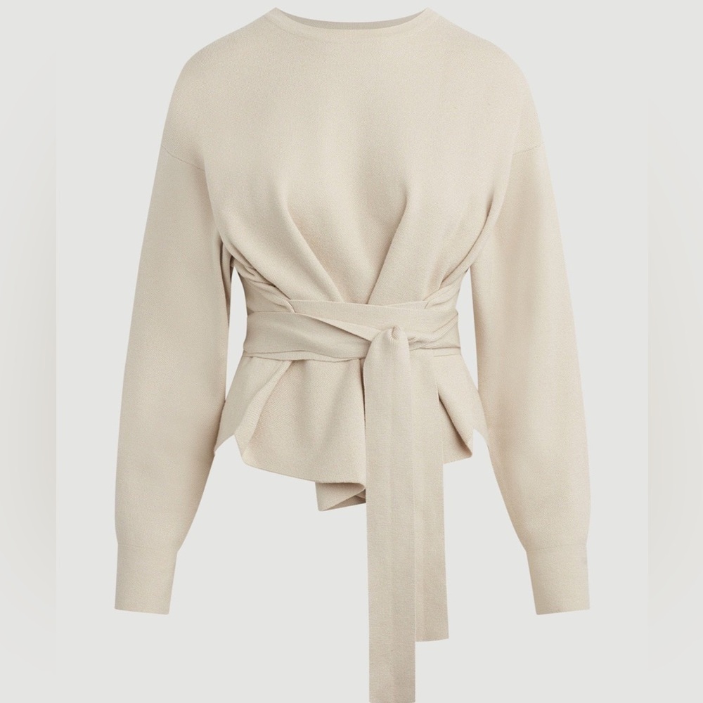 Modern Citizen Women’s Nara Tie-Front Knit Sweater in Oatmeal Size S